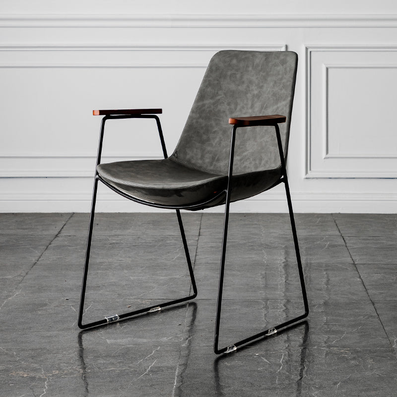 Nordic Style Dining Chairs Kitchen Arm Dining Side Chairs with Metal Legs Grey 1 Piece Black Clearhalo ' kitchen&dining_furn' 'Dining Chairs' 'Dining Tables & Seating' 'dining_chair' 'furn' 'furn_dining_chair' 'Furniture' 'furniture_dining_chair' 'Kitchen & Dining Furniture' 'kitchen' 4130326