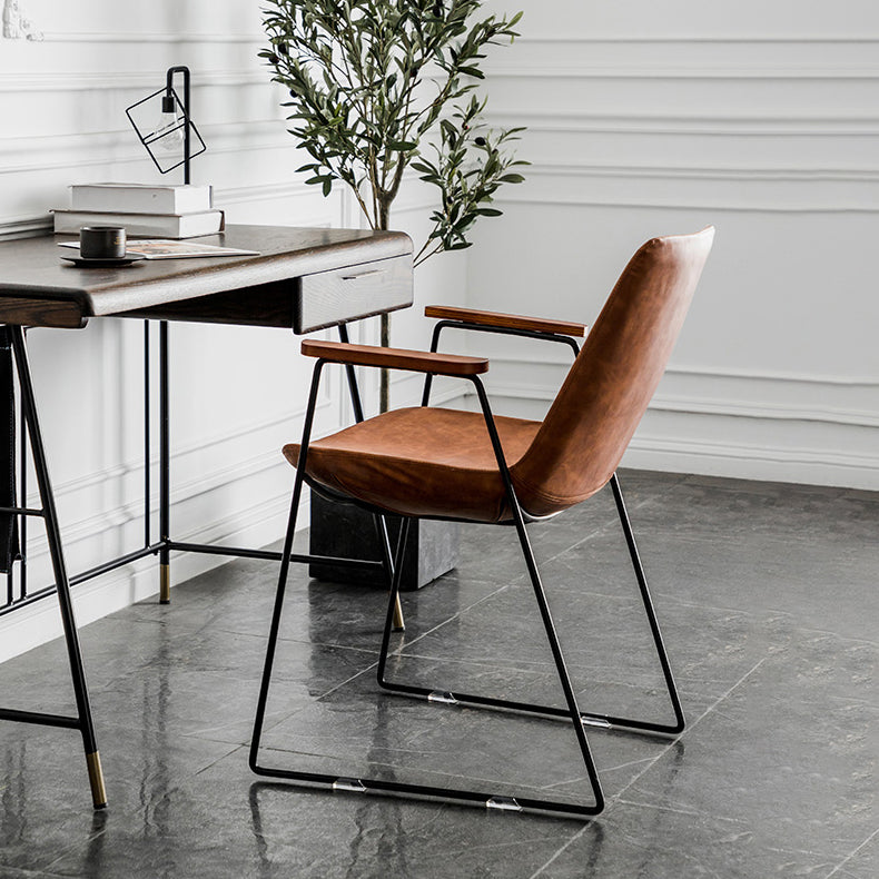 Nordic Style Dining Chairs Kitchen Arm Dining Side Chairs with Metal Legs Clearhalo ' kitchen&dining_furn' 'Dining Chairs' 'Dining Tables & Seating' 'dining_chair' 'furn' 'furn_dining_chair' 'Furniture' 'furniture_dining_chair' 'Kitchen & Dining Furniture' 'kitchen' 4130327