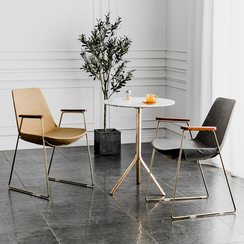 Nordic Style Dining Chairs Kitchen Arm Dining Side Chairs with Metal Legs Clearhalo ' kitchen&dining_furn' 'Dining Chairs' 'Dining Tables & Seating' 'dining_chair' 'furn' 'furn_dining_chair' 'Furniture' 'furniture_dining_chair' 'Kitchen & Dining Furniture' 'kitchen' 4130328