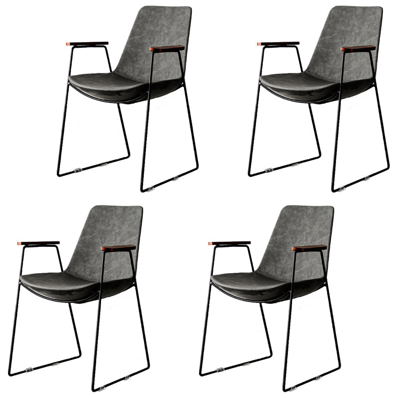 Nordic Style Dining Chairs Kitchen Arm Dining Side Chairs with Metal Legs Grey 4 Piece Set Black Clearhalo ' kitchen&dining_furn' 'Dining Chairs' 'Dining Tables & Seating' 'dining_chair' 'furn' 'furn_dining_chair' 'Furniture' 'furniture_dining_chair' 'Kitchen & Dining Furniture' 'kitchen' 4130330