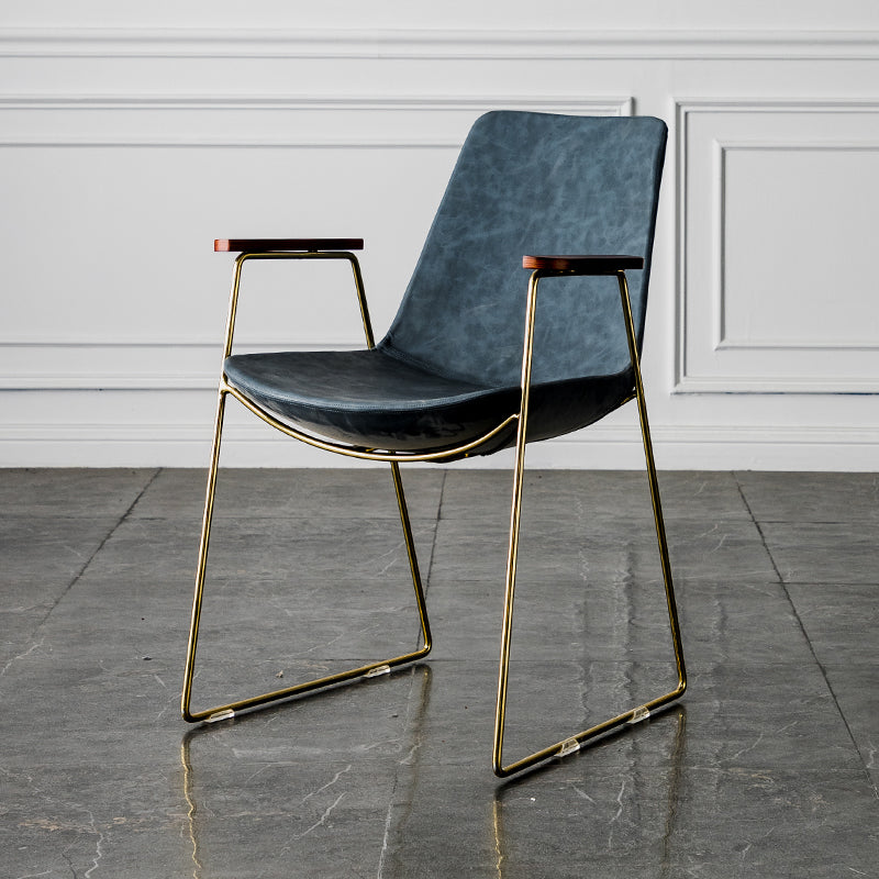 Nordic Style Dining Chairs Kitchen Arm Dining Side Chairs with Metal Legs Blue 1 Piece Brass Gold Clearhalo ' kitchen&dining_furn' 'Dining Chairs' 'Dining Tables & Seating' 'dining_chair' 'furn' 'furn_dining_chair' 'Furniture' 'furniture_dining_chair' 'Kitchen & Dining Furniture' 'kitchen' 4130331