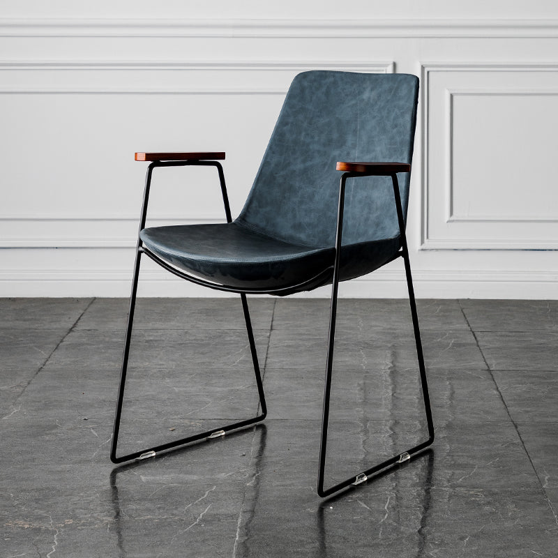 Nordic Style Dining Chairs Kitchen Arm Dining Side Chairs with Metal Legs Blue 1 Piece Black Clearhalo ' kitchen&dining_furn' 'Dining Chairs' 'Dining Tables & Seating' 'dining_chair' 'furn' 'furn_dining_chair' 'Furniture' 'furniture_dining_chair' 'Kitchen & Dining Furniture' 'kitchen' 4130337