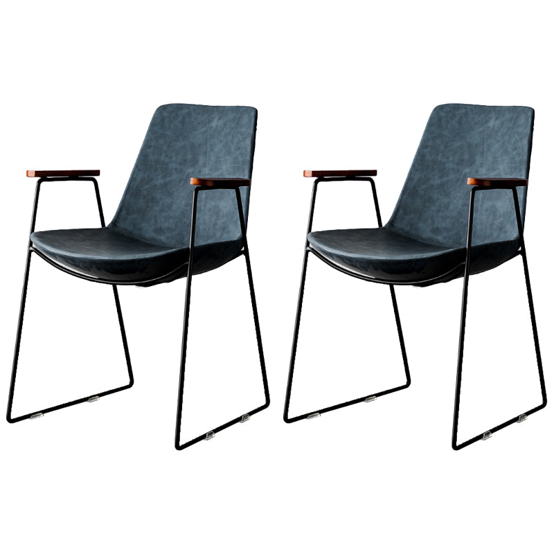 Nordic Style Dining Chairs Kitchen Arm Dining Side Chairs with Metal Legs Blue 2 Piece Set Black Clearhalo ' kitchen&dining_furn' 'Dining Chairs' 'Dining Tables & Seating' 'dining_chair' 'furn' 'furn_dining_chair' 'Furniture' 'furniture_dining_chair' 'Kitchen & Dining Furniture' 'kitchen' 4130338