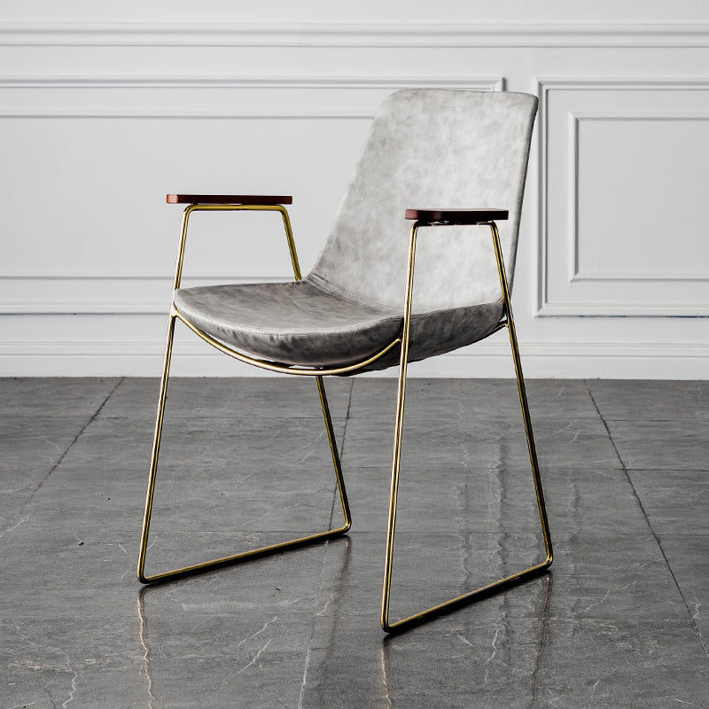 Nordic Style Dining Chairs Kitchen Arm Dining Side Chairs with Metal Legs Light Gray 1 Piece Brass Gold Clearhalo ' kitchen&dining_furn' 'Dining Chairs' 'Dining Tables & Seating' 'dining_chair' 'furn' 'furn_dining_chair' 'Furniture' 'furniture_dining_chair' 'Kitchen & Dining Furniture' 'kitchen' 4130340
