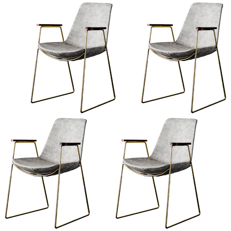 Nordic Style Dining Chairs Kitchen Arm Dining Side Chairs with Metal Legs Light Gray 4 Piece Set Brass Gold Clearhalo ' kitchen&dining_furn' 'Dining Chairs' 'Dining Tables & Seating' 'dining_chair' 'furn' 'furn_dining_chair' 'Furniture' 'furniture_dining_chair' 'Kitchen & Dining Furniture' 'kitchen' 4130342