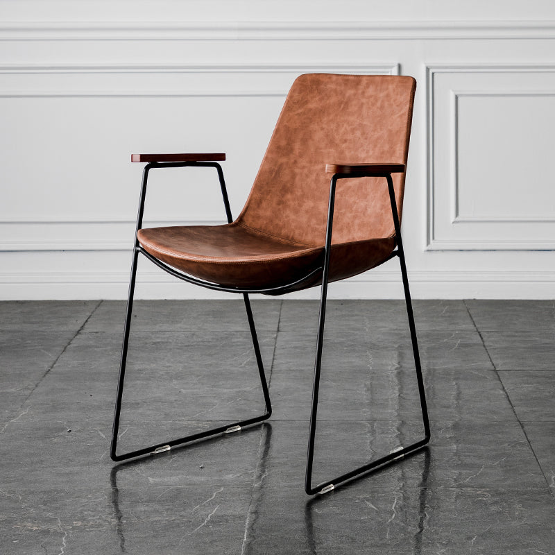 Nordic Style Dining Chairs Kitchen Arm Dining Side Chairs with Metal Legs Red Brown 1 Piece Black Clearhalo ' kitchen&dining_furn' 'Dining Chairs' 'Dining Tables & Seating' 'dining_chair' 'furn' 'furn_dining_chair' 'Furniture' 'furniture_dining_chair' 'Kitchen & Dining Furniture' 'kitchen' 4130343