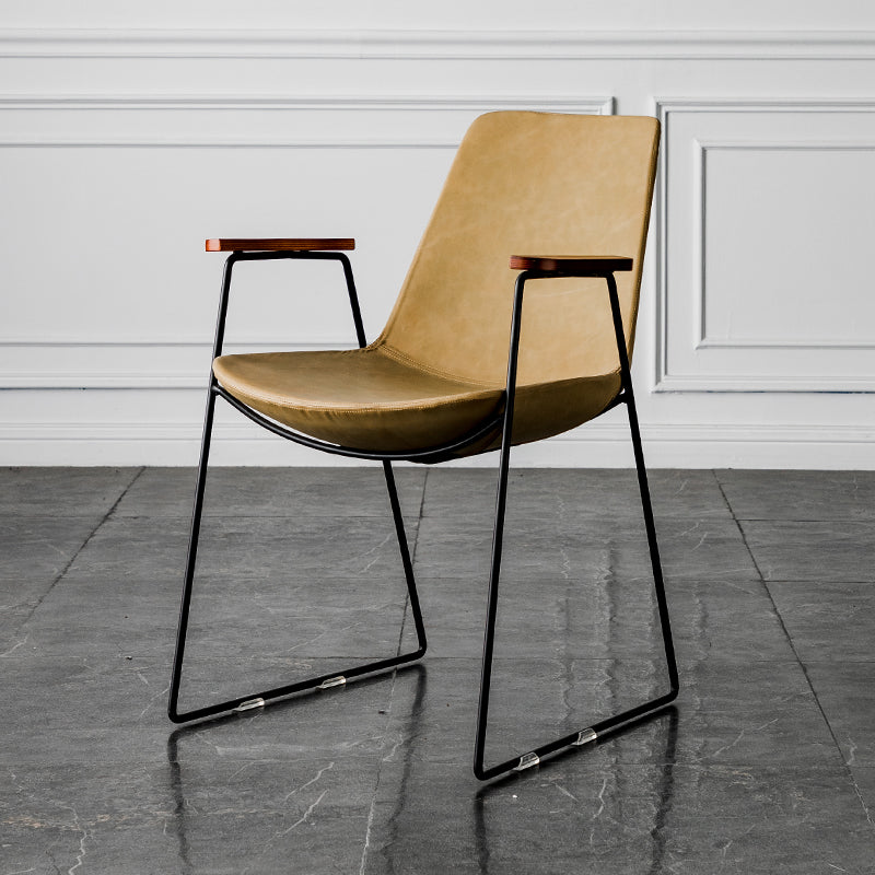 Nordic Style Dining Chairs Kitchen Arm Dining Side Chairs with Metal Legs Khaki 1 Piece Black Clearhalo ' kitchen&dining_furn' 'Dining Chairs' 'Dining Tables & Seating' 'dining_chair' 'furn' 'furn_dining_chair' 'Furniture' 'furniture_dining_chair' 'Kitchen & Dining Furniture' 'kitchen' 4130346