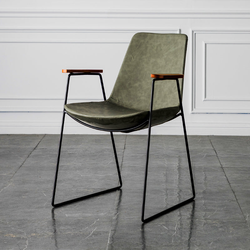 Nordic Style Dining Chairs Kitchen Arm Dining Side Chairs with Metal Legs Army Green 1 Piece Black Clearhalo ' kitchen&dining_furn' 'Dining Chairs' 'Dining Tables & Seating' 'dining_chair' 'furn' 'furn_dining_chair' 'Furniture' 'furniture_dining_chair' 'Kitchen & Dining Furniture' 'kitchen' 4130352