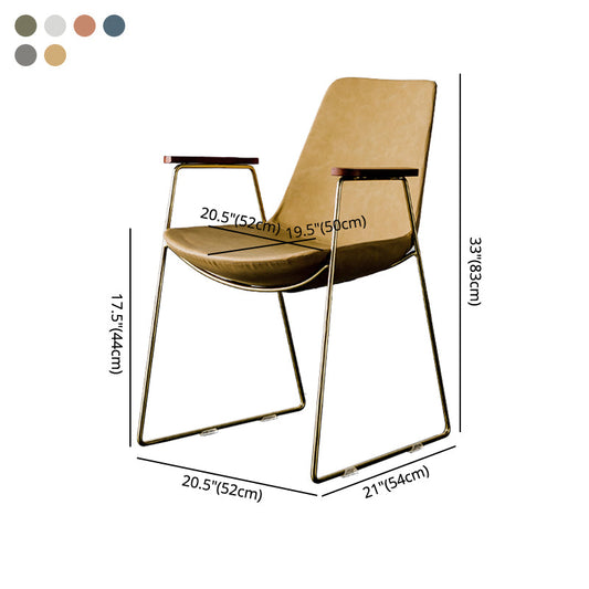 Nordic Style Dining Chairs Kitchen Arm Dining Side Chairs with Metal Legs Clearhalo ' kitchen&dining_furn' 'Dining Chairs' 'Dining Tables & Seating' 'dining_chair' 'furn' 'furn_dining_chair' 'Furniture' 'furniture_dining_chair' 'Kitchen & Dining Furniture' 'kitchen' 4130355