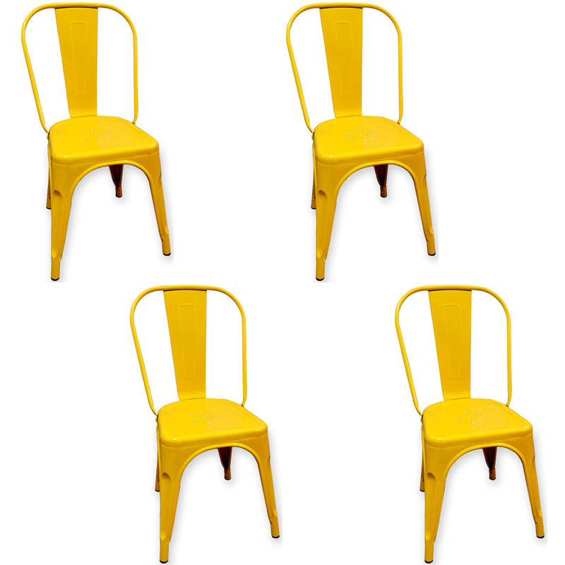 Industrial Style Kitchen Dining Chairs Metal Dining Armless Side Chairs (Set of 4) Yellow Clearhalo ' kitchen&dining_furn' 'Dining Chairs' 'Dining Tables & Seating' 'dining_chair' 'furn' 'furn_dining_chair' 'Furniture' 'furniture_dining_chair' 'Kitchen & Dining Furniture' 'kitchen' 4130357