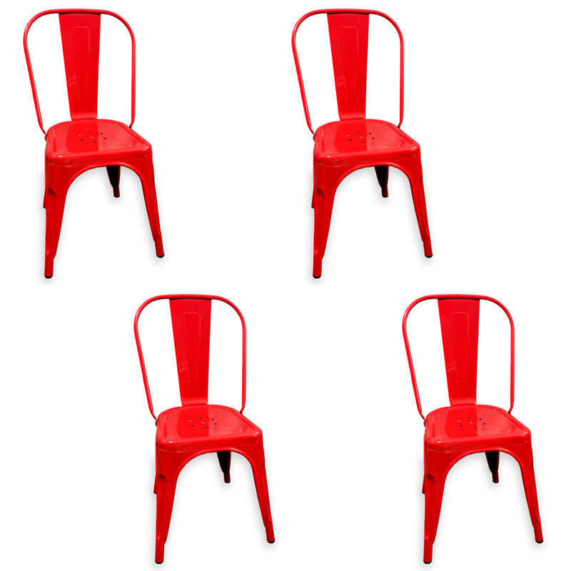 Industrial Style Kitchen Dining Chairs Metal Dining Armless Side Chairs (Set of 4) Red Clearhalo ' kitchen&dining_furn' 'Dining Chairs' 'Dining Tables & Seating' 'dining_chair' 'furn' 'furn_dining_chair' 'Furniture' 'furniture_dining_chair' 'Kitchen & Dining Furniture' 'kitchen' 4130358