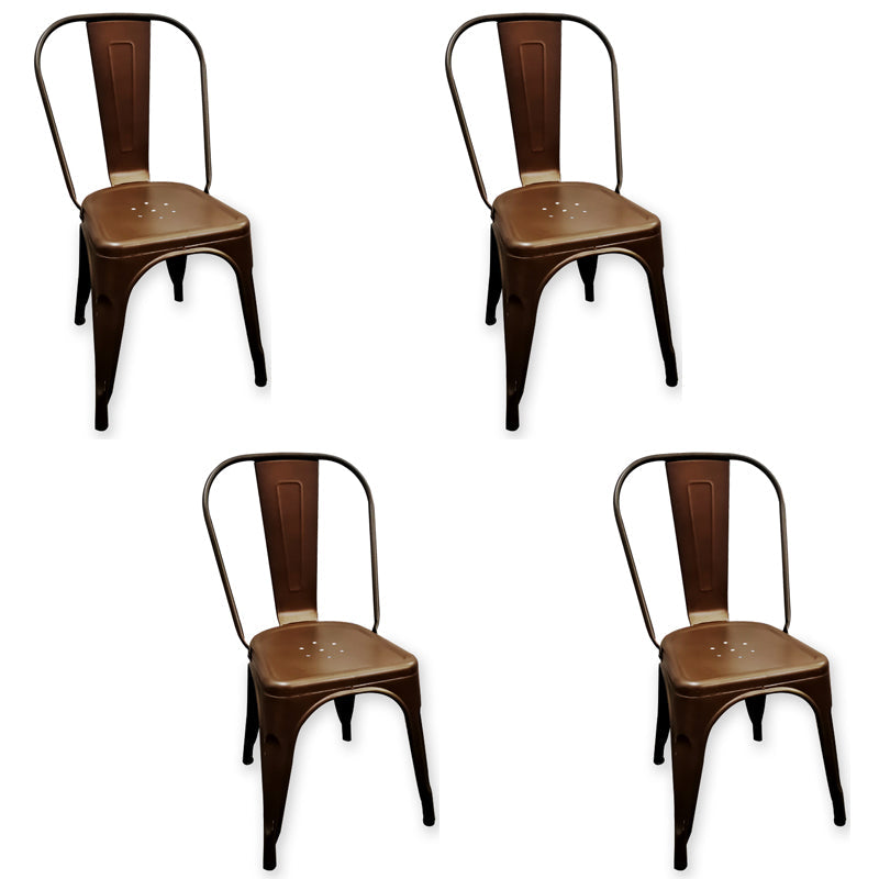 Industrial Style Kitchen Dining Chairs Metal Dining Armless Side Chairs (Set of 4) Dark Brown Clearhalo ' kitchen&dining_furn' 'Dining Chairs' 'Dining Tables & Seating' 'dining_chair' 'furn' 'furn_dining_chair' 'Furniture' 'furniture_dining_chair' 'Kitchen & Dining Furniture' 'kitchen' 4130360