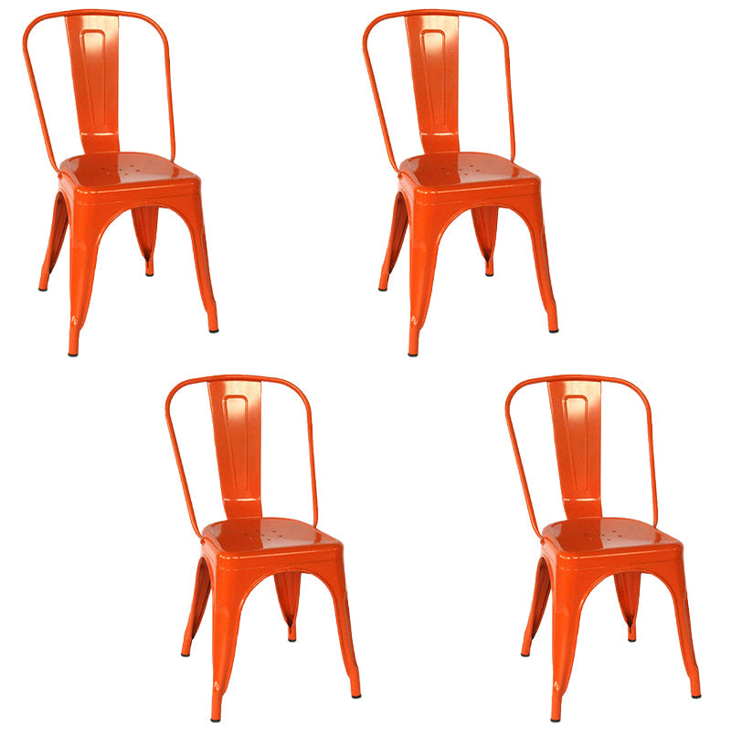 Industrial Style Kitchen Dining Chairs Metal Dining Armless Side Chairs (Set of 4) Orange-Red Clearhalo ' kitchen&dining_furn' 'Dining Chairs' 'Dining Tables & Seating' 'dining_chair' 'furn' 'furn_dining_chair' 'Furniture' 'furniture_dining_chair' 'Kitchen & Dining Furniture' 'kitchen' 4130362