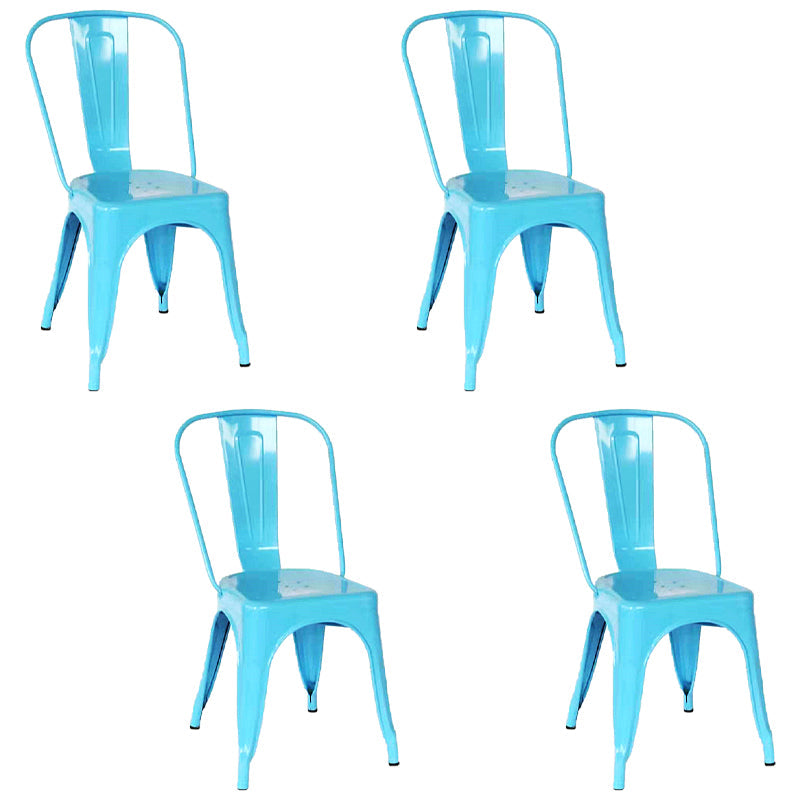 Industrial Style Kitchen Dining Chairs Metal Dining Armless Side Chairs (Set of 4) Sky Blue Clearhalo ' kitchen&dining_furn' 'Dining Chairs' 'Dining Tables & Seating' 'dining_chair' 'furn' 'furn_dining_chair' 'Furniture' 'furniture_dining_chair' 'Kitchen & Dining Furniture' 'kitchen' 4130365