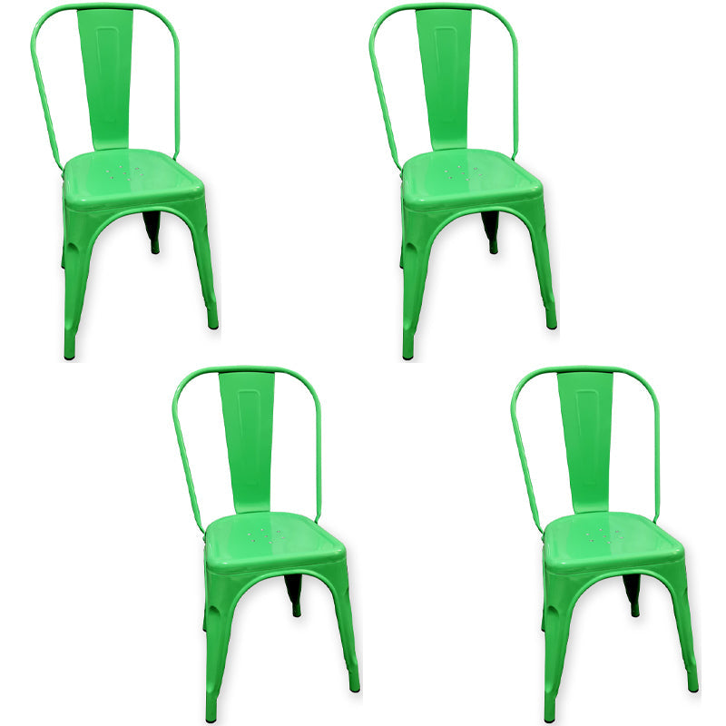 Industrial Style Kitchen Dining Chairs Metal Dining Armless Side Chairs (Set of 4) Green Clearhalo ' kitchen&dining_furn' 'Dining Chairs' 'Dining Tables & Seating' 'dining_chair' 'furn' 'furn_dining_chair' 'Furniture' 'furniture_dining_chair' 'Kitchen & Dining Furniture' 'kitchen' 4130367