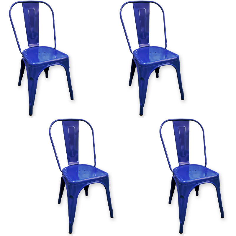 Industrial Style Kitchen Dining Chairs Metal Dining Armless Side Chairs (Set of 4) Blue Clearhalo ' kitchen&dining_furn' 'Dining Chairs' 'Dining Tables & Seating' 'dining_chair' 'furn' 'furn_dining_chair' 'Furniture' 'furniture_dining_chair' 'Kitchen & Dining Furniture' 'kitchen' 4130369
