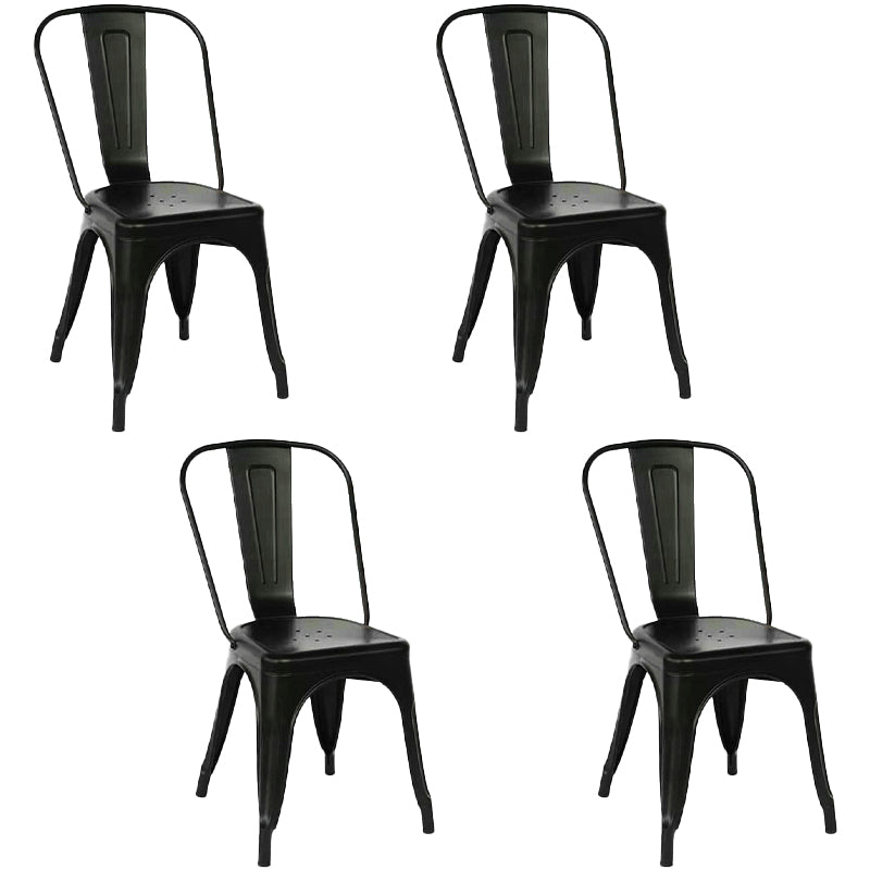 Industrial Style Kitchen Dining Chairs Metal Dining Armless Side Chairs (Set of 4) Black Clearhalo ' kitchen&dining_furn' 'Dining Chairs' 'Dining Tables & Seating' 'dining_chair' 'furn' 'furn_dining_chair' 'Furniture' 'furniture_dining_chair' 'Kitchen & Dining Furniture' 'kitchen' 4130371