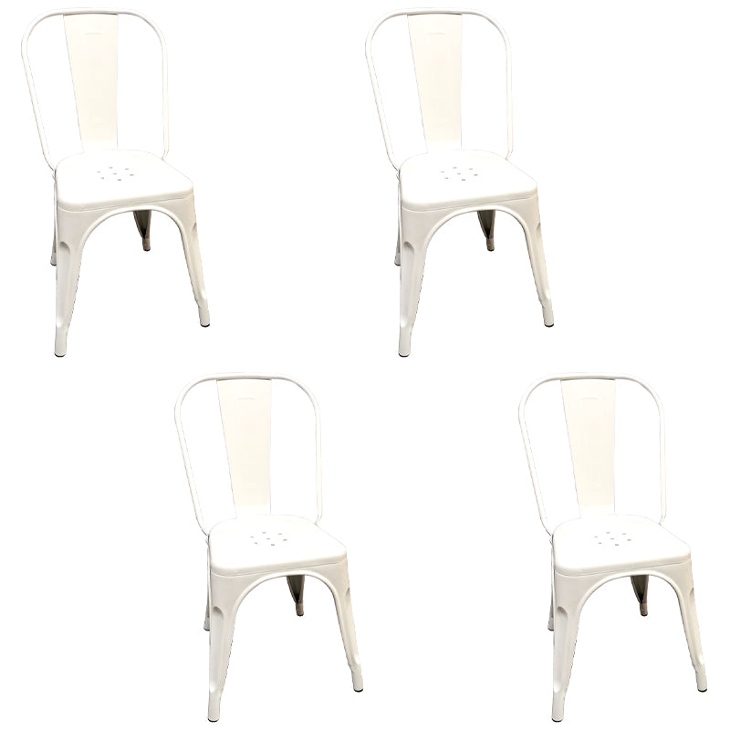 Industrial Style Kitchen Dining Chairs Metal Dining Armless Side Chairs (Set of 4) White Clearhalo ' kitchen&dining_furn' 'Dining Chairs' 'Dining Tables & Seating' 'dining_chair' 'furn' 'furn_dining_chair' 'Furniture' 'furniture_dining_chair' 'Kitchen & Dining Furniture' 'kitchen' 4130372