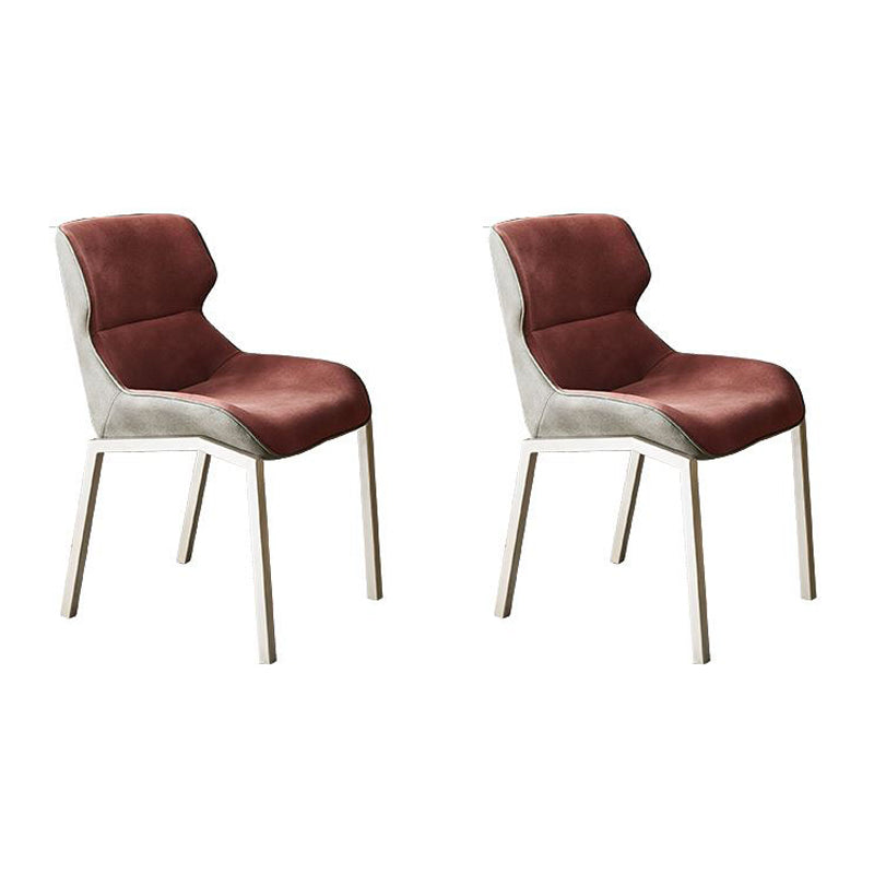 Contemporary Style Dining Chair Kitchen Metal Wingback Dining Arm Side Chair (Set of 2) Dark Red Clearhalo ' kitchen&dining_furn' 'Dining Chairs' 'Dining Tables & Seating' 'dining_chair' 'furn' 'furn_dining_chair' 'Furniture' 'furniture_dining_chair' 'Kitchen & Dining Furniture' 'kitchen' 4130376