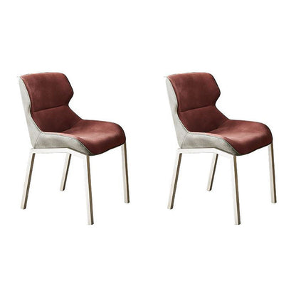 Contemporary Style Dining Chair Kitchen Metal Wingback Dining Arm Side Chair (Set of 2) Dark Red Clearhalo ' kitchen&dining_furn' 'Dining Chairs' 'Dining Tables & Seating' 'dining_chair' 'furn' 'furn_dining_chair' 'Furniture' 'furniture_dining_chair' 'Kitchen & Dining Furniture' 'kitchen' 4130376
