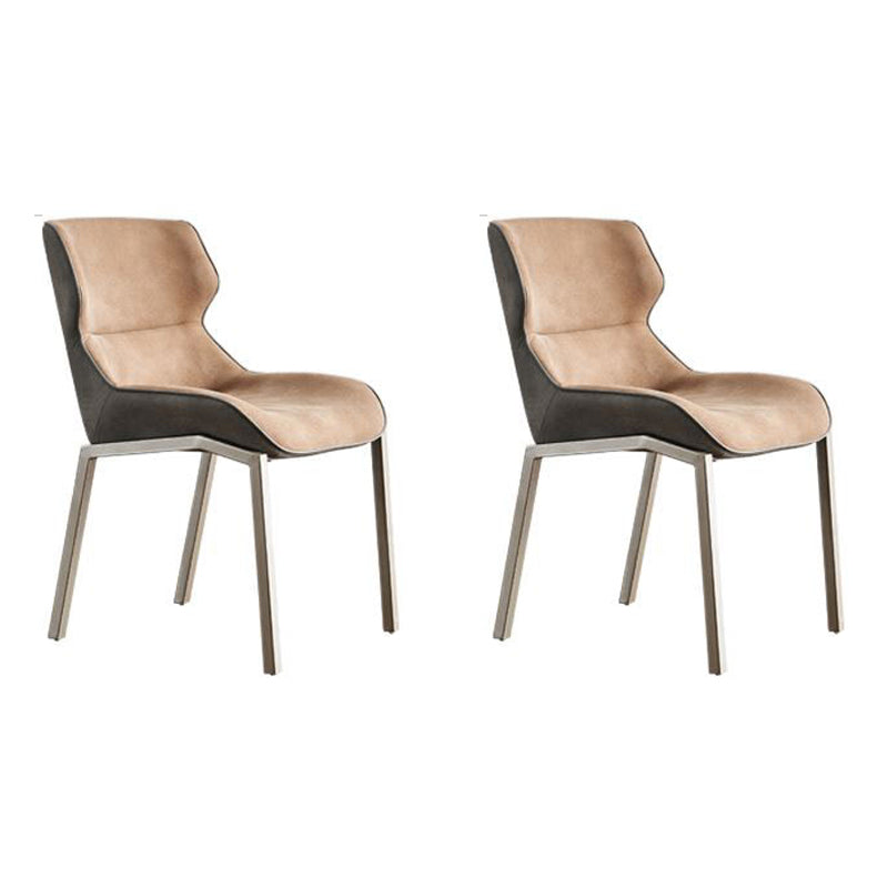Contemporary Style Dining Chair Kitchen Metal Wingback Dining Arm Side Chair (Set of 2) Light Camel Clearhalo ' kitchen&dining_furn' 'Dining Chairs' 'Dining Tables & Seating' 'dining_chair' 'furn' 'furn_dining_chair' 'Furniture' 'furniture_dining_chair' 'Kitchen & Dining Furniture' 'kitchen' 4130381