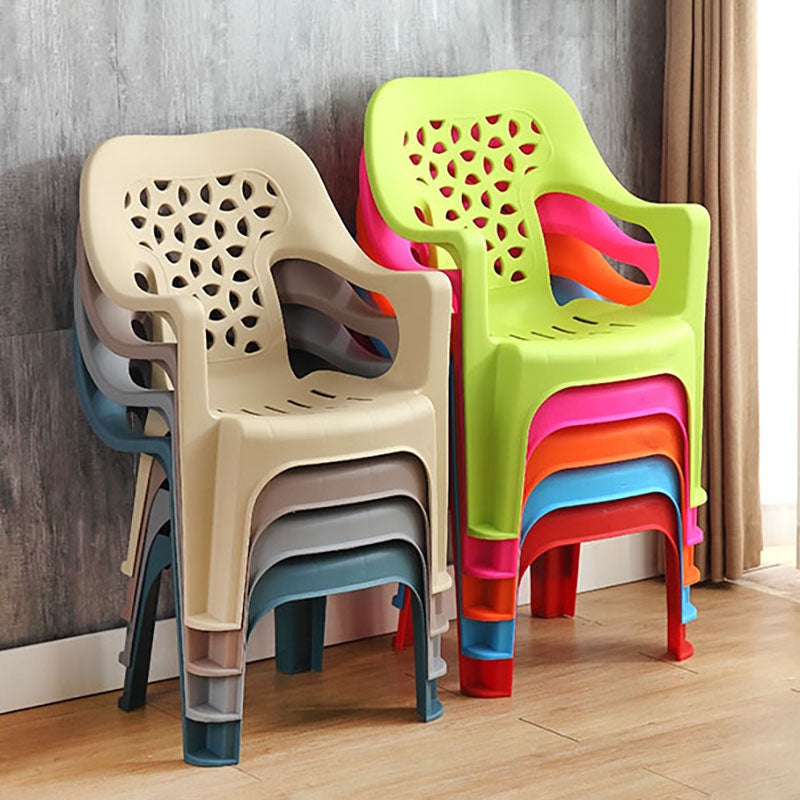 Minimalist Style Stacking Dining Arm Chairs Plastic Open Back Dining Side Chair for Home Use Clearhalo ' kitchen&dining_furn' 'Dining Chairs' 'Dining Tables & Seating' 'dining_chair' 'furn' 'furn_dining_chair' 'Furniture' 'furniture_dining_chair' 'Kitchen & Dining Furniture' 'kitchen' 4130391