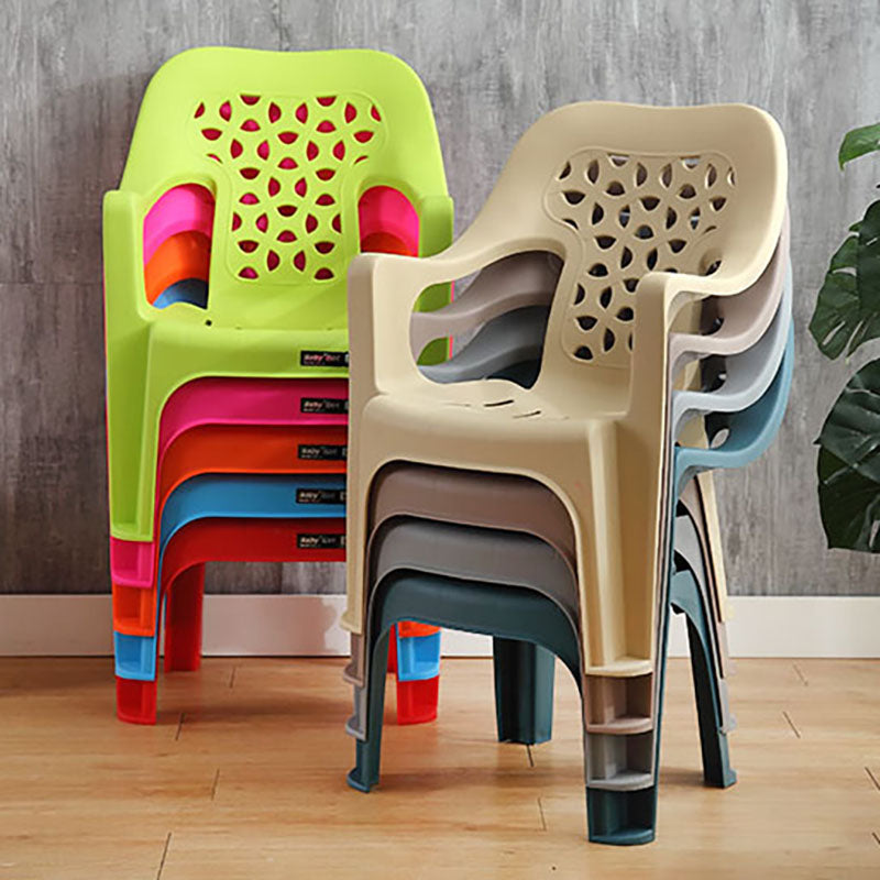 Minimalist Style Stacking Dining Arm Chairs Plastic Open Back Dining Side Chair for Home Use Clearhalo ' kitchen&dining_furn' 'Dining Chairs' 'Dining Tables & Seating' 'dining_chair' 'furn' 'furn_dining_chair' 'Furniture' 'furniture_dining_chair' 'Kitchen & Dining Furniture' 'kitchen' 4130393