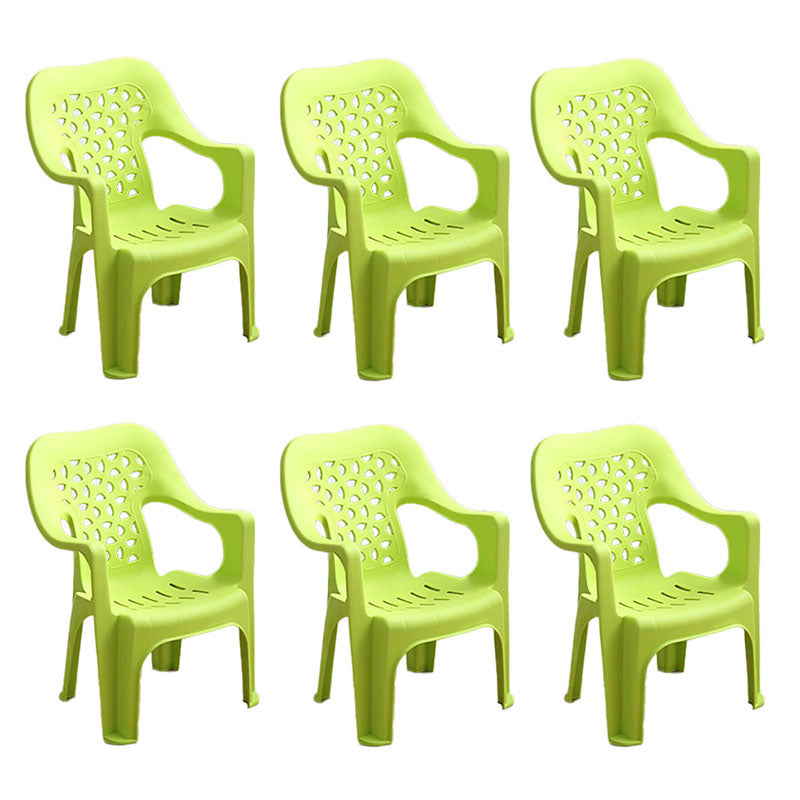 Minimalist Style Stacking Dining Arm Chairs Plastic Open Back Dining Side Chair for Home Use Fruit Green 6 Piece Set Clearhalo ' kitchen&dining_furn' 'Dining Chairs' 'Dining Tables & Seating' 'dining_chair' 'furn' 'furn_dining_chair' 'Furniture' 'furniture_dining_chair' 'Kitchen & Dining Furniture' 'kitchen' 4130396