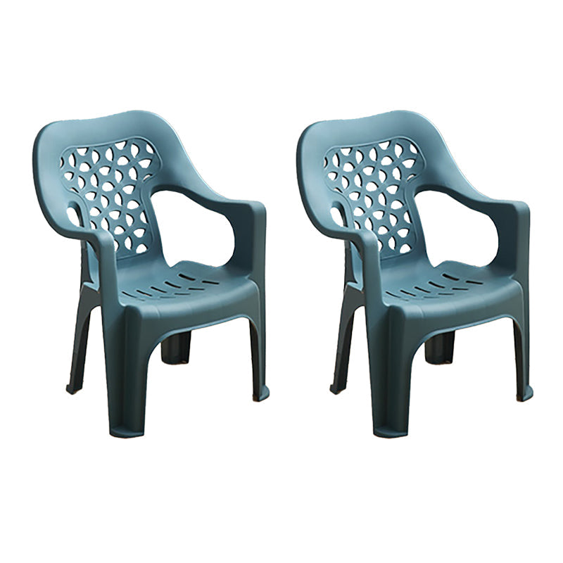 Minimalist Style Stacking Dining Arm Chairs Plastic Open Back Dining Side Chair for Home Use Peacock Blue 2 Piece Set Clearhalo ' kitchen&dining_furn' 'Dining Chairs' 'Dining Tables & Seating' 'dining_chair' 'furn' 'furn_dining_chair' 'Furniture' 'furniture_dining_chair' 'Kitchen & Dining Furniture' 'kitchen' 4130398