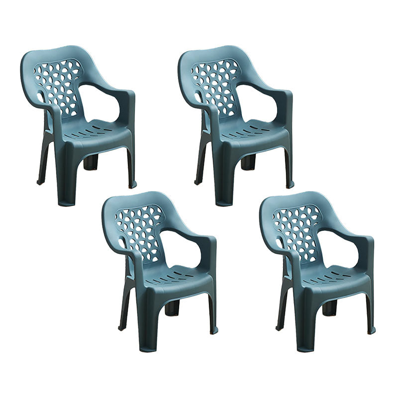 Minimalist Style Stacking Dining Arm Chairs Plastic Open Back Dining Side Chair for Home Use Peacock Blue 4 Piece Set Clearhalo ' kitchen&dining_furn' 'Dining Chairs' 'Dining Tables & Seating' 'dining_chair' 'furn' 'furn_dining_chair' 'Furniture' 'furniture_dining_chair' 'Kitchen & Dining Furniture' 'kitchen' 4130399