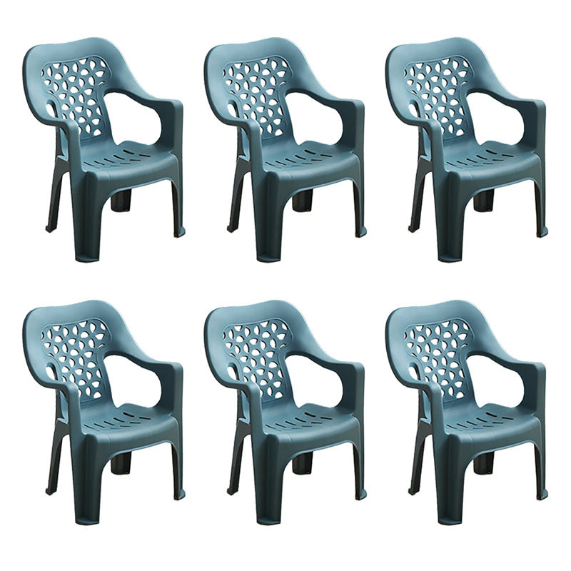 Minimalist Style Stacking Dining Arm Chairs Plastic Open Back Dining Side Chair for Home Use Peacock Blue 6 Piece Set Clearhalo ' kitchen&dining_furn' 'Dining Chairs' 'Dining Tables & Seating' 'dining_chair' 'furn' 'furn_dining_chair' 'Furniture' 'furniture_dining_chair' 'Kitchen & Dining Furniture' 'kitchen' 4130401