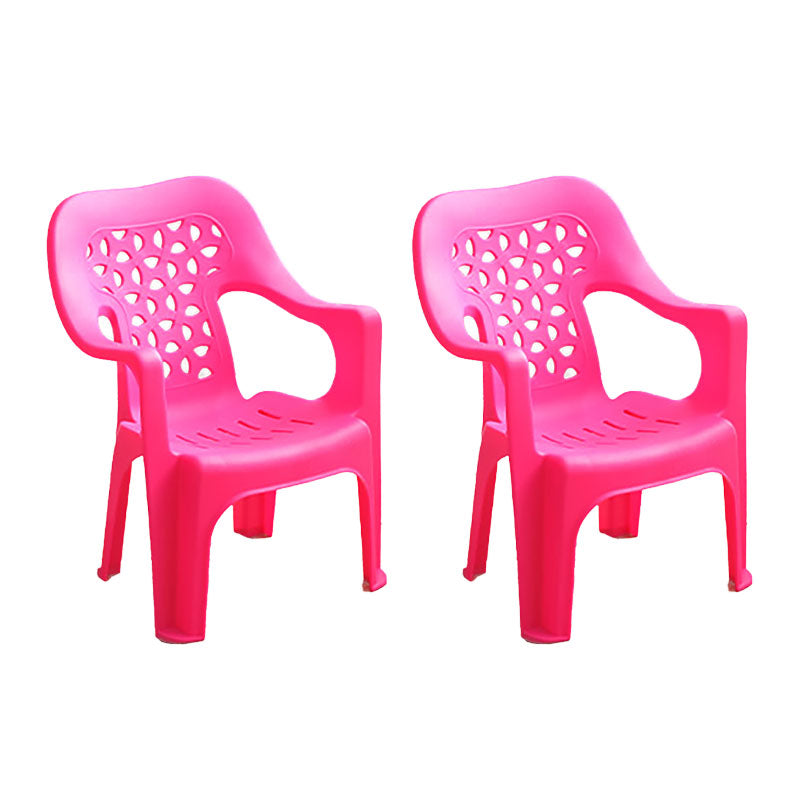 Minimalist Style Stacking Dining Arm Chairs Plastic Open Back Dining Side Chair for Home Use Rose Red 2 Piece Set Clearhalo ' kitchen&dining_furn' 'Dining Chairs' 'Dining Tables & Seating' 'dining_chair' 'furn' 'furn_dining_chair' 'Furniture' 'furniture_dining_chair' 'Kitchen & Dining Furniture' 'kitchen' 4130403