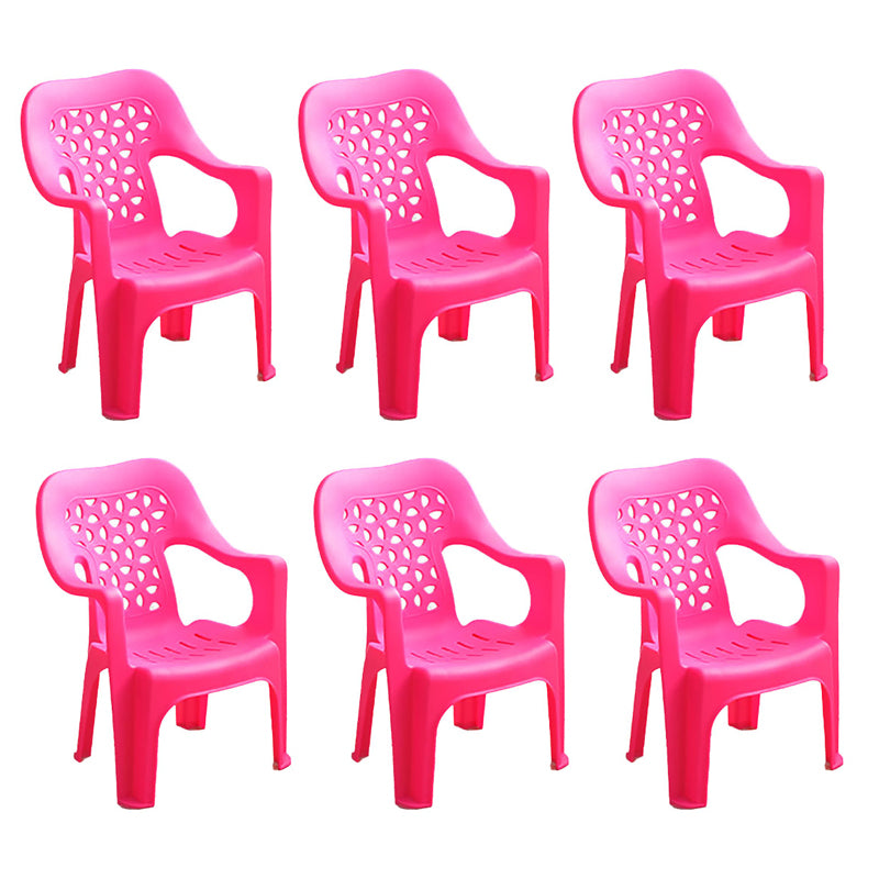 Minimalist Style Stacking Dining Arm Chairs Plastic Open Back Dining Side Chair for Home Use Rose Red 6 Piece Set Clearhalo ' kitchen&dining_furn' 'Dining Chairs' 'Dining Tables & Seating' 'dining_chair' 'furn' 'furn_dining_chair' 'Furniture' 'furniture_dining_chair' 'Kitchen & Dining Furniture' 'kitchen' 4130407