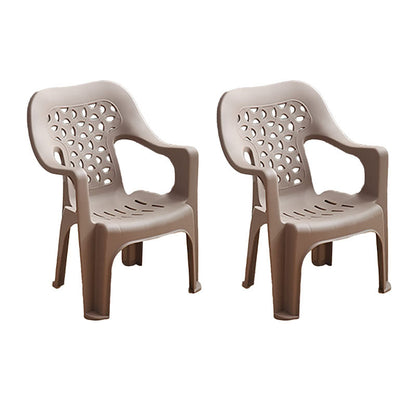 Minimalist Style Stacking Dining Arm Chairs Plastic Open Back Dining Side Chair for Home Use Coffee 2 Piece Set Clearhalo ' kitchen&dining_furn' 'Dining Chairs' 'Dining Tables & Seating' 'dining_chair' 'furn' 'furn_dining_chair' 'Furniture' 'furniture_dining_chair' 'Kitchen & Dining Furniture' 'kitchen' 4130409