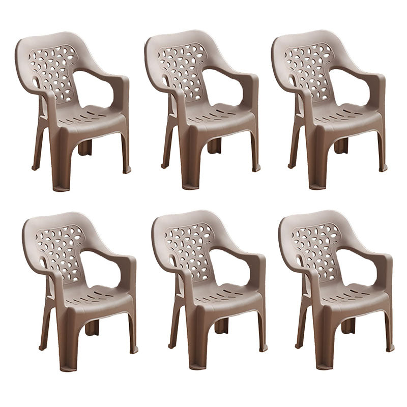 Minimalist Style Stacking Dining Arm Chairs Plastic Open Back Dining Side Chair for Home Use Coffee 6 Piece Set Clearhalo ' kitchen&dining_furn' 'Dining Chairs' 'Dining Tables & Seating' 'dining_chair' 'furn' 'furn_dining_chair' 'Furniture' 'furniture_dining_chair' 'Kitchen & Dining Furniture' 'kitchen' 4130413