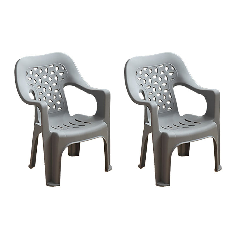 Minimalist Style Stacking Dining Arm Chairs Plastic Open Back Dining Side Chair for Home Use Light Gray 2 Piece Set Clearhalo ' kitchen&dining_furn' 'Dining Chairs' 'Dining Tables & Seating' 'dining_chair' 'furn' 'furn_dining_chair' 'Furniture' 'furniture_dining_chair' 'Kitchen & Dining Furniture' 'kitchen' 4130415