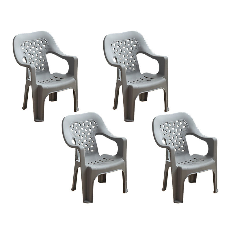 Minimalist Style Stacking Dining Arm Chairs Plastic Open Back Dining Side Chair for Home Use Light Gray 4 Piece Set Clearhalo ' kitchen&dining_furn' 'Dining Chairs' 'Dining Tables & Seating' 'dining_chair' 'furn' 'furn_dining_chair' 'Furniture' 'furniture_dining_chair' 'Kitchen & Dining Furniture' 'kitchen' 4130416