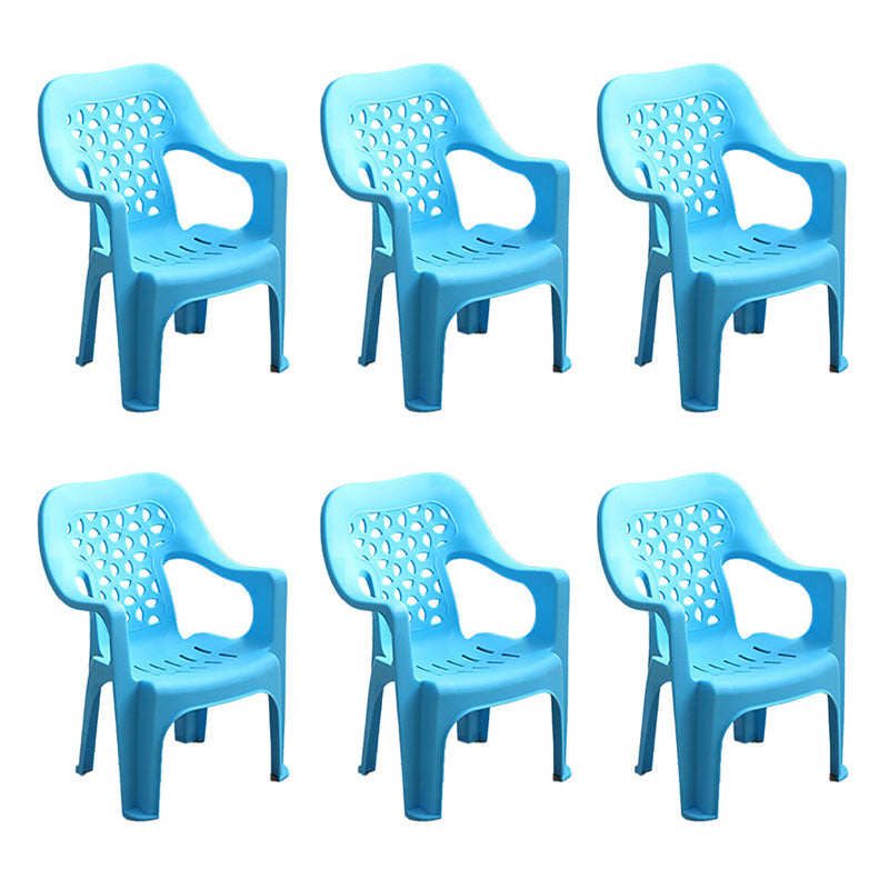 Minimalist Style Stacking Dining Arm Chairs Plastic Open Back Dining Side Chair for Home Use Sky Blue 6 Piece Set Clearhalo ' kitchen&dining_furn' 'Dining Chairs' 'Dining Tables & Seating' 'dining_chair' 'furn' 'furn_dining_chair' 'Furniture' 'furniture_dining_chair' 'Kitchen & Dining Furniture' 'kitchen' 4130420