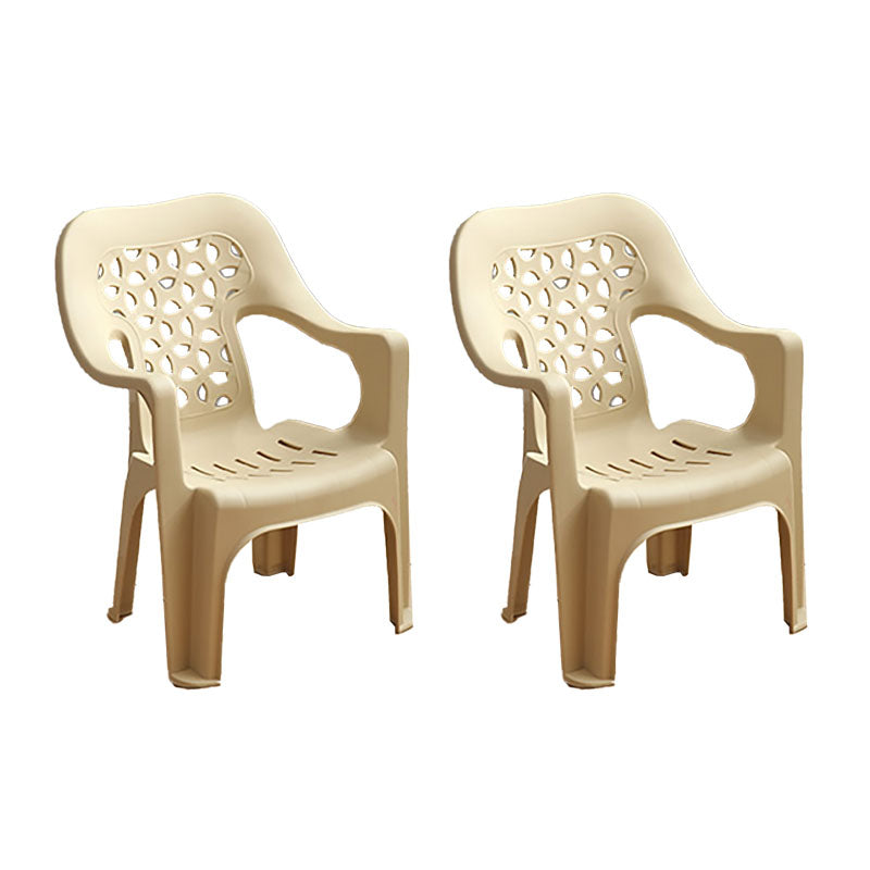 Minimalist Style Stacking Dining Arm Chairs Plastic Open Back Dining Side Chair for Home Use Beige 2 Piece Set Clearhalo ' kitchen&dining_furn' 'Dining Chairs' 'Dining Tables & Seating' 'dining_chair' 'furn' 'furn_dining_chair' 'Furniture' 'furniture_dining_chair' 'Kitchen & Dining Furniture' 'kitchen' 4130421