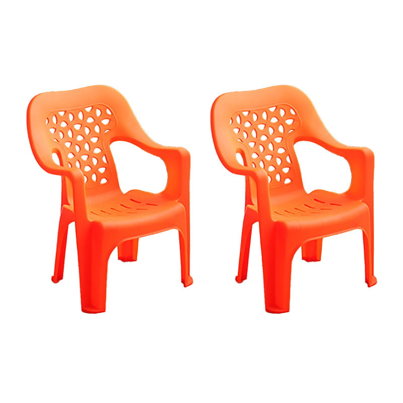 Minimalist Style Stacking Dining Arm Chairs Plastic Open Back Dining Side Chair for Home Use Orange 2 Piece Set Clearhalo ' kitchen&dining_furn' 'Dining Chairs' 'Dining Tables & Seating' 'dining_chair' 'furn' 'furn_dining_chair' 'Furniture' 'furniture_dining_chair' 'Kitchen & Dining Furniture' 'kitchen' 4130424