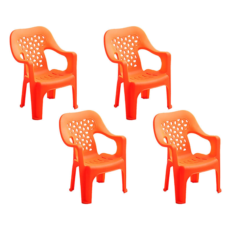 Minimalist Style Stacking Dining Arm Chairs Plastic Open Back Dining Side Chair for Home Use Orange 4 Piece Set Clearhalo ' kitchen&dining_furn' 'Dining Chairs' 'Dining Tables & Seating' 'dining_chair' 'furn' 'furn_dining_chair' 'Furniture' 'furniture_dining_chair' 'Kitchen & Dining Furniture' 'kitchen' 4130425