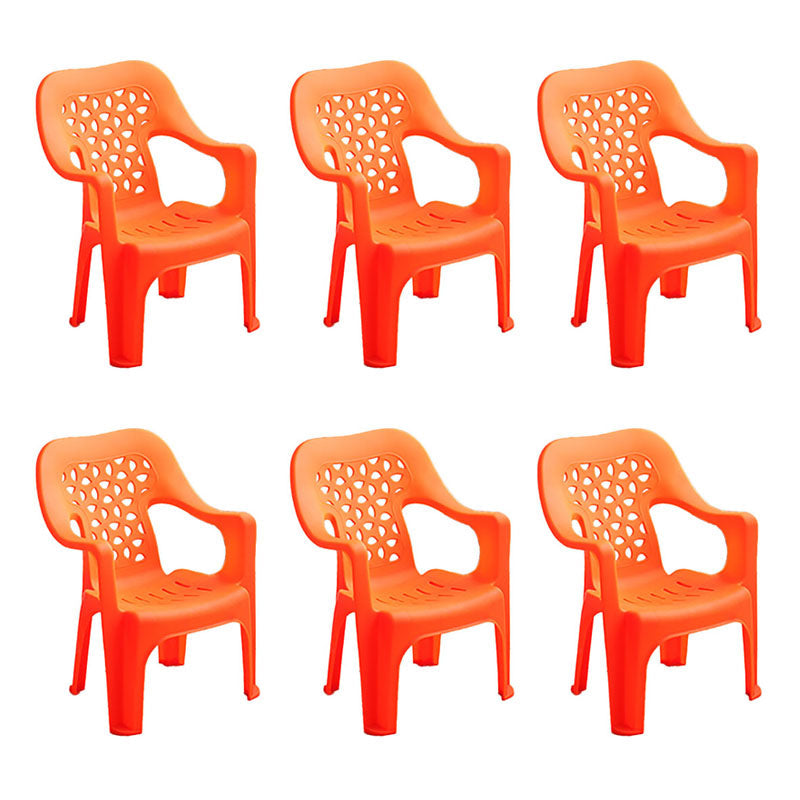 Minimalist Style Stacking Dining Arm Chairs Plastic Open Back Dining Side Chair for Home Use Orange 6 Piece Set Clearhalo ' kitchen&dining_furn' 'Dining Chairs' 'Dining Tables & Seating' 'dining_chair' 'furn' 'furn_dining_chair' 'Furniture' 'furniture_dining_chair' 'Kitchen & Dining Furniture' 'kitchen' 4130426