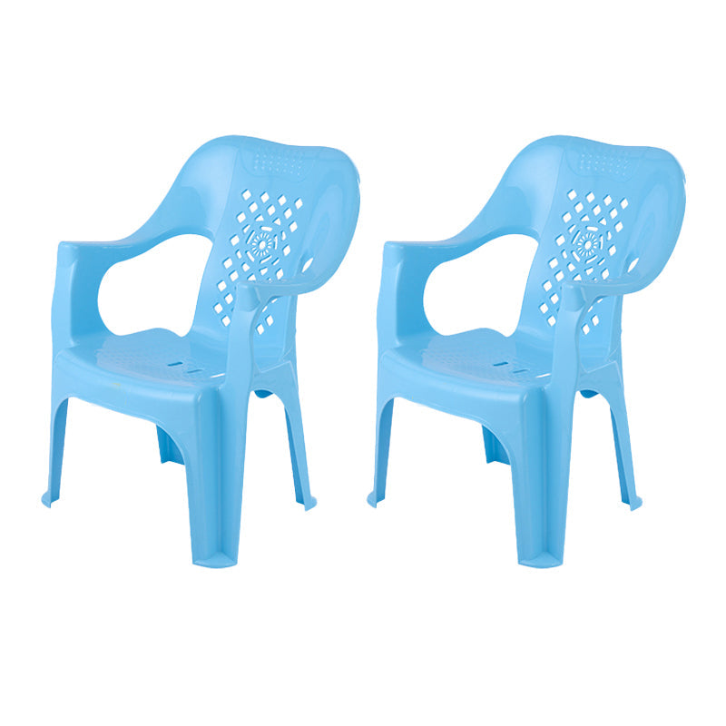 Minimalist Style Stacking Dining Arm Chairs Plastic Slat Back Dining Side Chair for Home Use Blue 2 Piece Set Clearhalo ' kitchen&dining_furn' 'Dining Chairs' 'Dining Tables & Seating' 'dining_chair' 'furn' 'furn_dining_chair' 'Furniture' 'furniture_dining_chair' 'Kitchen & Dining Furniture' 'kitchen' 4130430