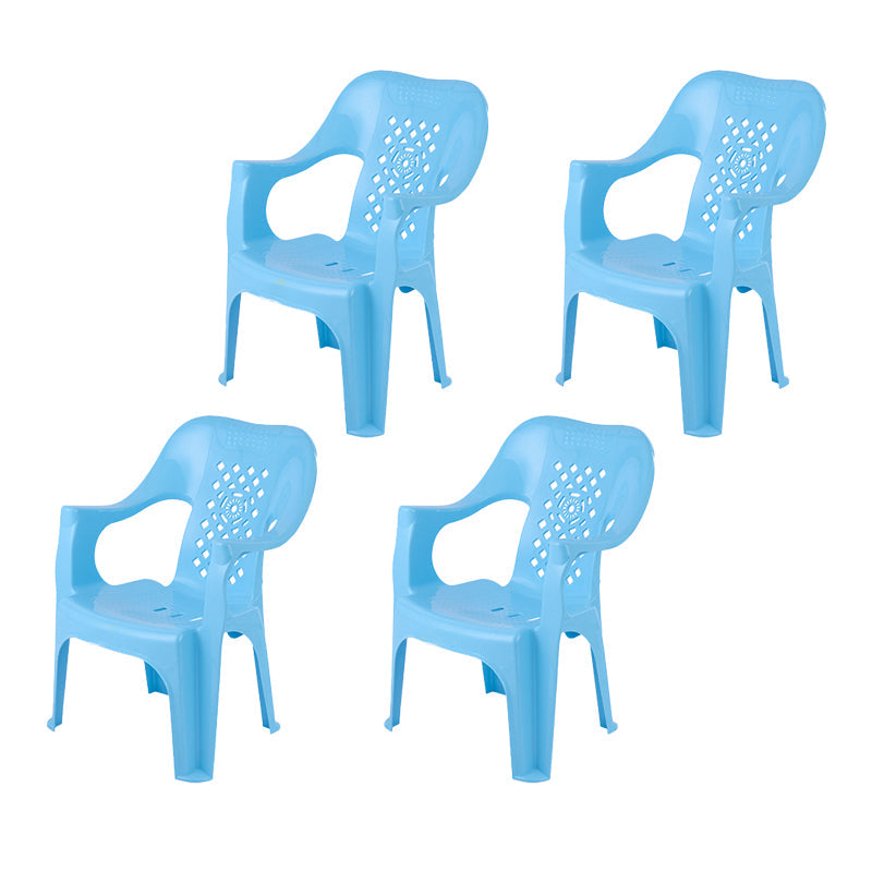 Minimalist Style Stacking Dining Arm Chairs Plastic Slat Back Dining Side Chair for Home Use Blue 4 Piece Set Clearhalo ' kitchen&dining_furn' 'Dining Chairs' 'Dining Tables & Seating' 'dining_chair' 'furn' 'furn_dining_chair' 'Furniture' 'furniture_dining_chair' 'Kitchen & Dining Furniture' 'kitchen' 4130432