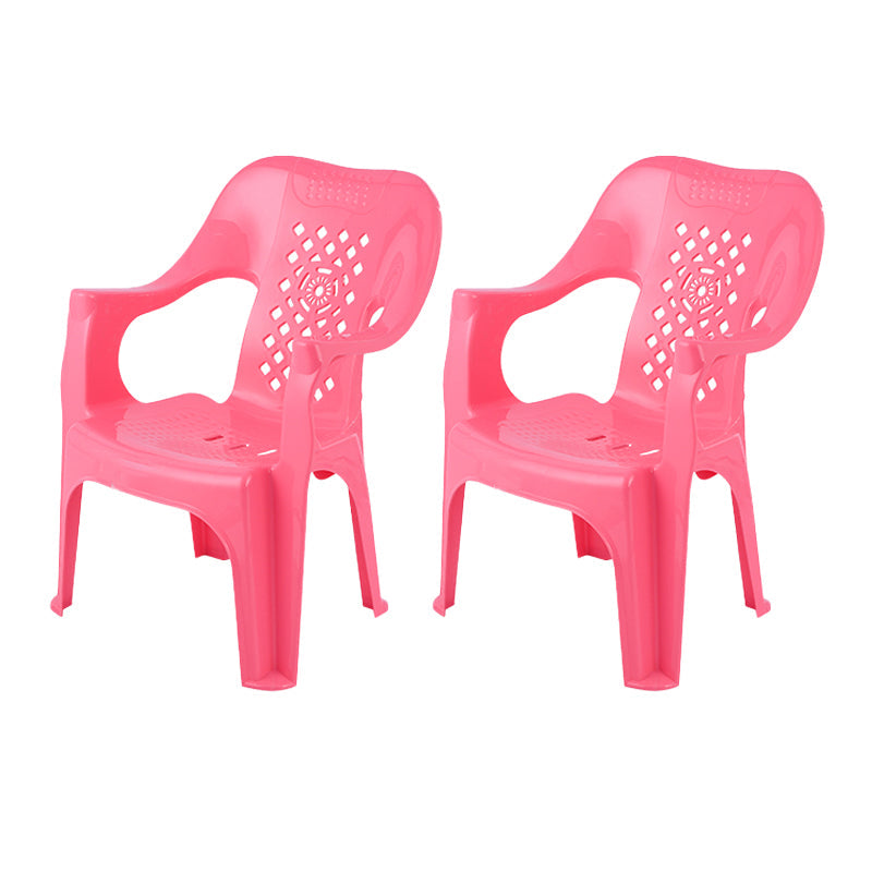 Minimalist Style Stacking Dining Arm Chairs Plastic Slat Back Dining Side Chair for Home Use Pink 2 Piece Set Clearhalo ' kitchen&dining_furn' 'Dining Chairs' 'Dining Tables & Seating' 'dining_chair' 'furn' 'furn_dining_chair' 'Furniture' 'furniture_dining_chair' 'Kitchen & Dining Furniture' 'kitchen' 4130436