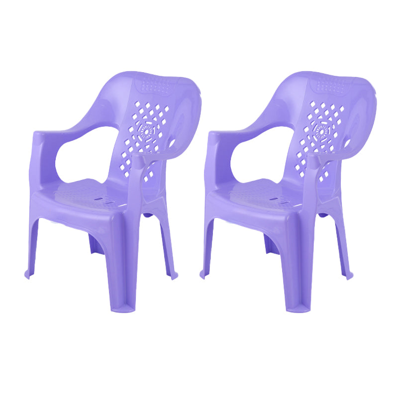 Minimalist Style Stacking Dining Arm Chairs Plastic Slat Back Dining Side Chair for Home Use Purple 2 Piece Set Clearhalo ' kitchen&dining_furn' 'Dining Chairs' 'Dining Tables & Seating' 'dining_chair' 'furn' 'furn_dining_chair' 'Furniture' 'furniture_dining_chair' 'Kitchen & Dining Furniture' 'kitchen' 4130442