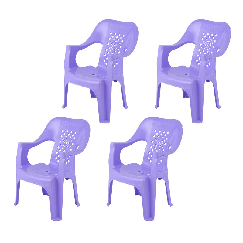 Minimalist Style Stacking Dining Arm Chairs Plastic Slat Back Dining Side Chair for Home Use Purple 4 Piece Set Clearhalo ' kitchen&dining_furn' 'Dining Chairs' 'Dining Tables & Seating' 'dining_chair' 'furn' 'furn_dining_chair' 'Furniture' 'furniture_dining_chair' 'Kitchen & Dining Furniture' 'kitchen' 4130444