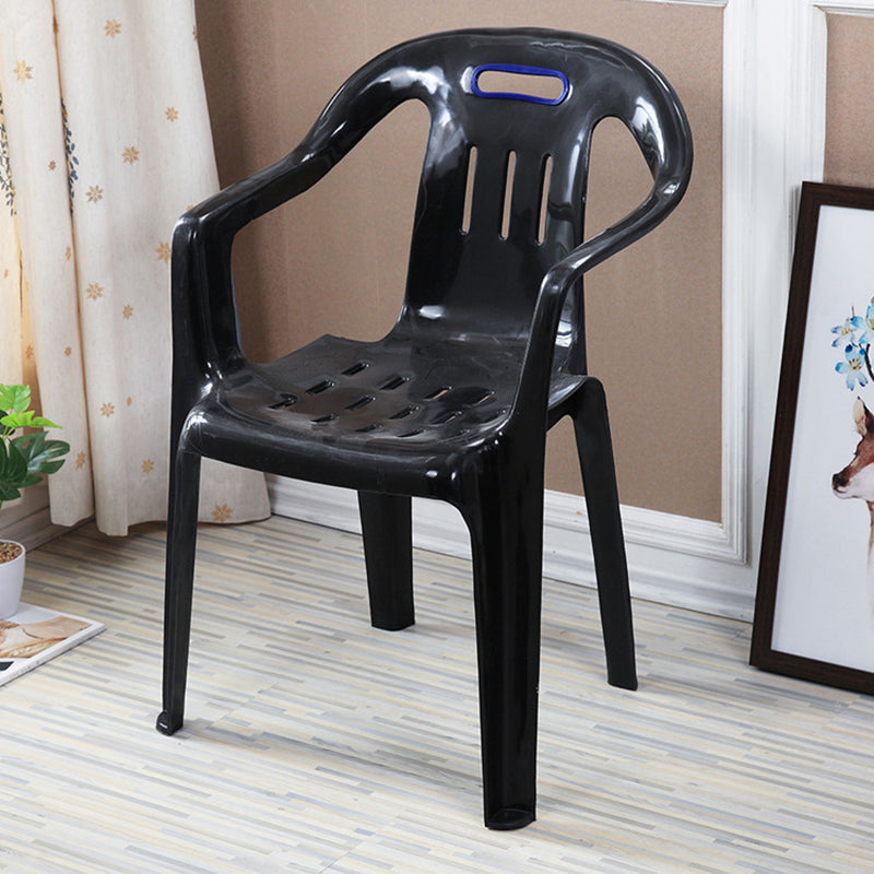 Minimalist Style Stacking Dining Arm Chairs Plastic Slat Back Dining Side Chair for Home Black 1 Piece Clearhalo ' kitchen&dining_furn' 'Dining Chairs' 'Dining Tables & Seating' 'dining_chair' 'furn' 'furn_dining_chair' 'Furniture' 'furniture_dining_chair' 'Kitchen & Dining Furniture' 'kitchen' 4130451