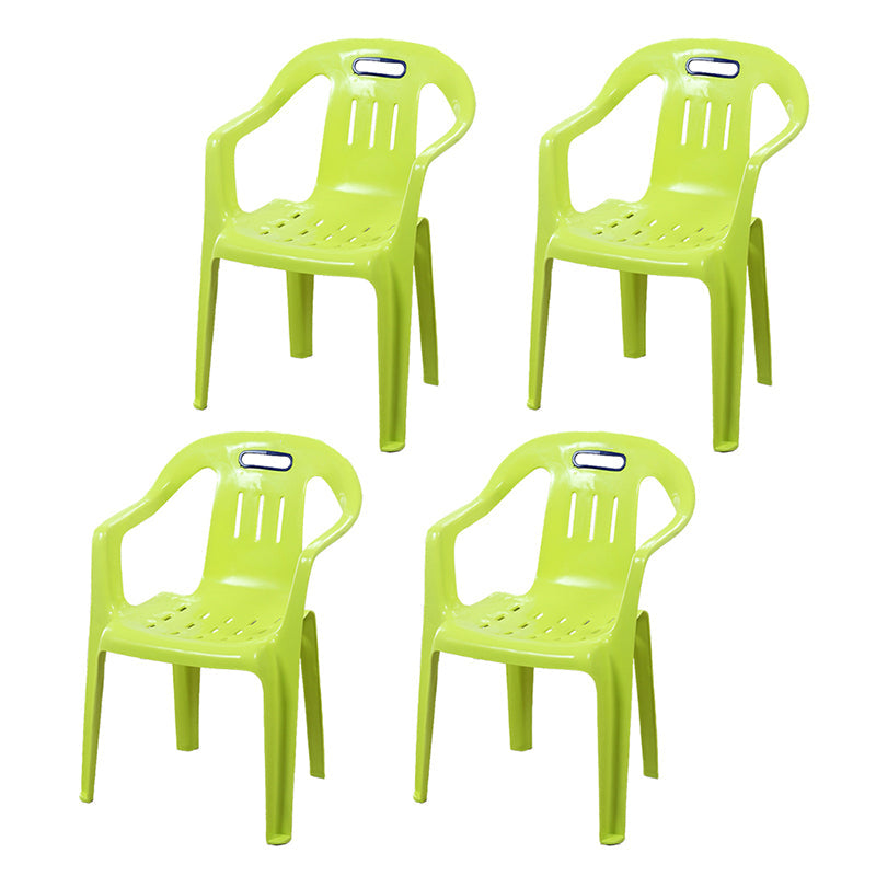 Minimalist Style Stacking Dining Arm Chairs Plastic Slat Back Dining Side Chair for Home Yellow 4 Piece Set Clearhalo ' kitchen&dining_furn' 'Dining Chairs' 'Dining Tables & Seating' 'dining_chair' 'furn' 'furn_dining_chair' 'Furniture' 'furniture_dining_chair' 'Kitchen & Dining Furniture' 'kitchen' 4130452