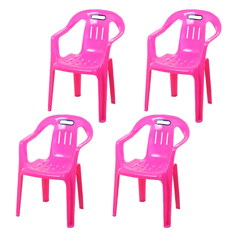 Minimalist Style Stacking Dining Arm Chairs Plastic Slat Back Dining Side Chair for Home Red 4 Piece Set Clearhalo ' kitchen&dining_furn' 'Dining Chairs' 'Dining Tables & Seating' 'dining_chair' 'furn' 'furn_dining_chair' 'Furniture' 'furniture_dining_chair' 'Kitchen & Dining Furniture' 'kitchen' 4130462